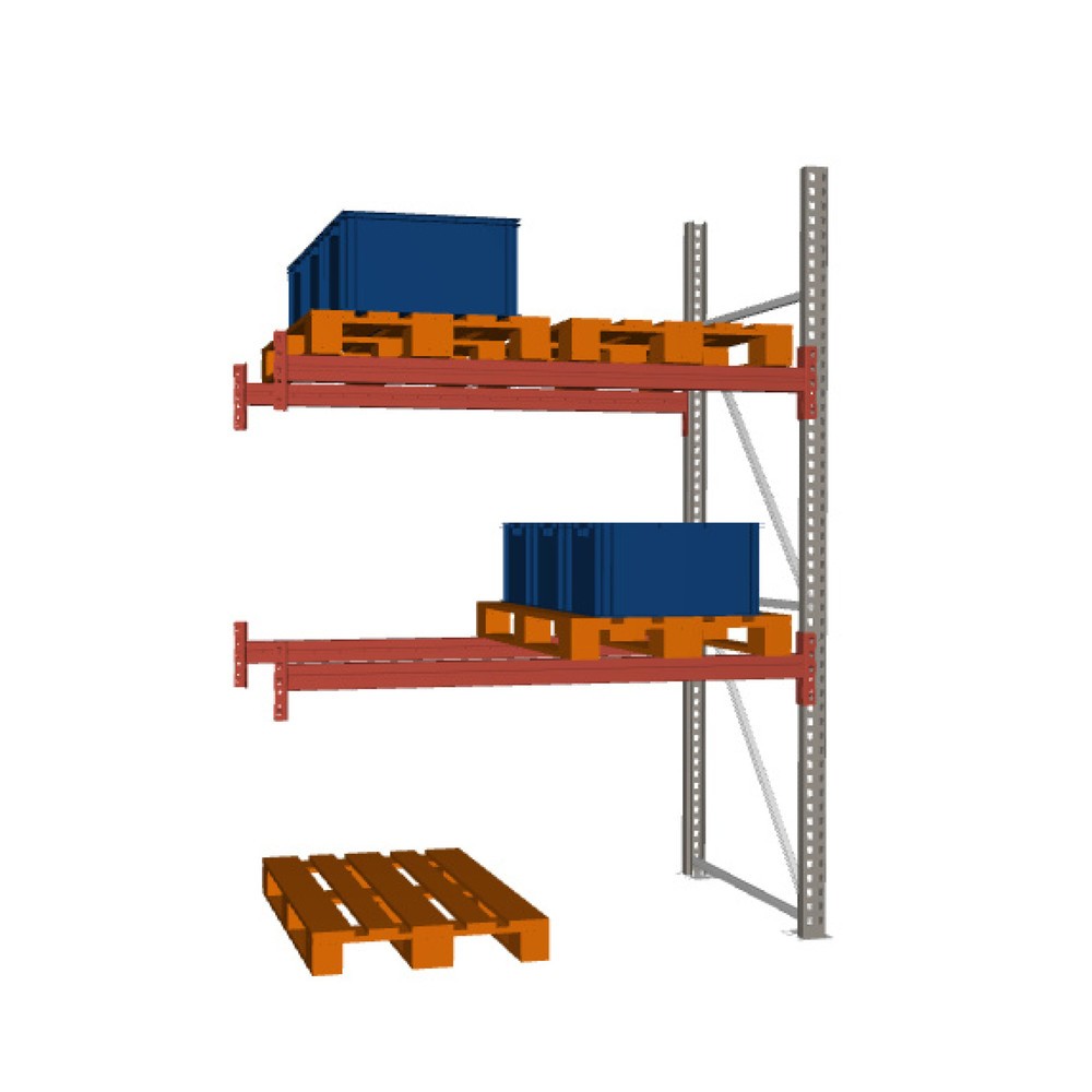 META MULTIPAL Palettenregal, Anbaufeld, Fachlast 2.210 kg, 6 Palettenplätze, 2,7 m Höhe