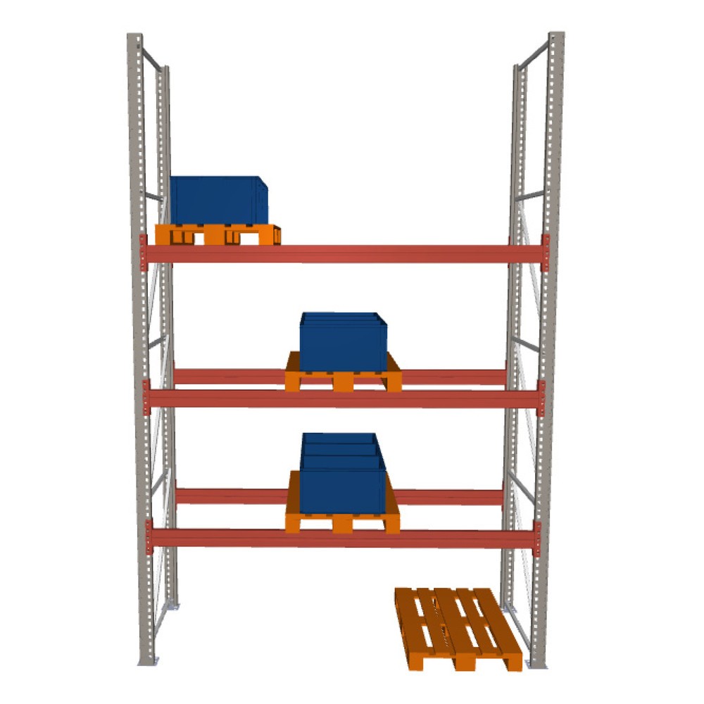 META MULTIPAL Palettenregal, Fachlast 2370 kg, 12 Palettenplätze, 4,4 m Höhe, 1 Feld