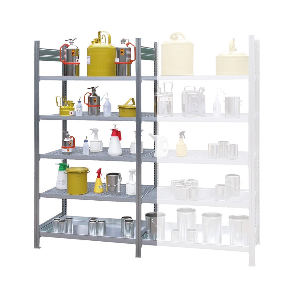 LaCont Gefahrstoffregal KG-GR 100 / 5G, Grundfeld, Ü-Zeichen, HxBxT 2000 x 1060 x 635 mm, verznikt