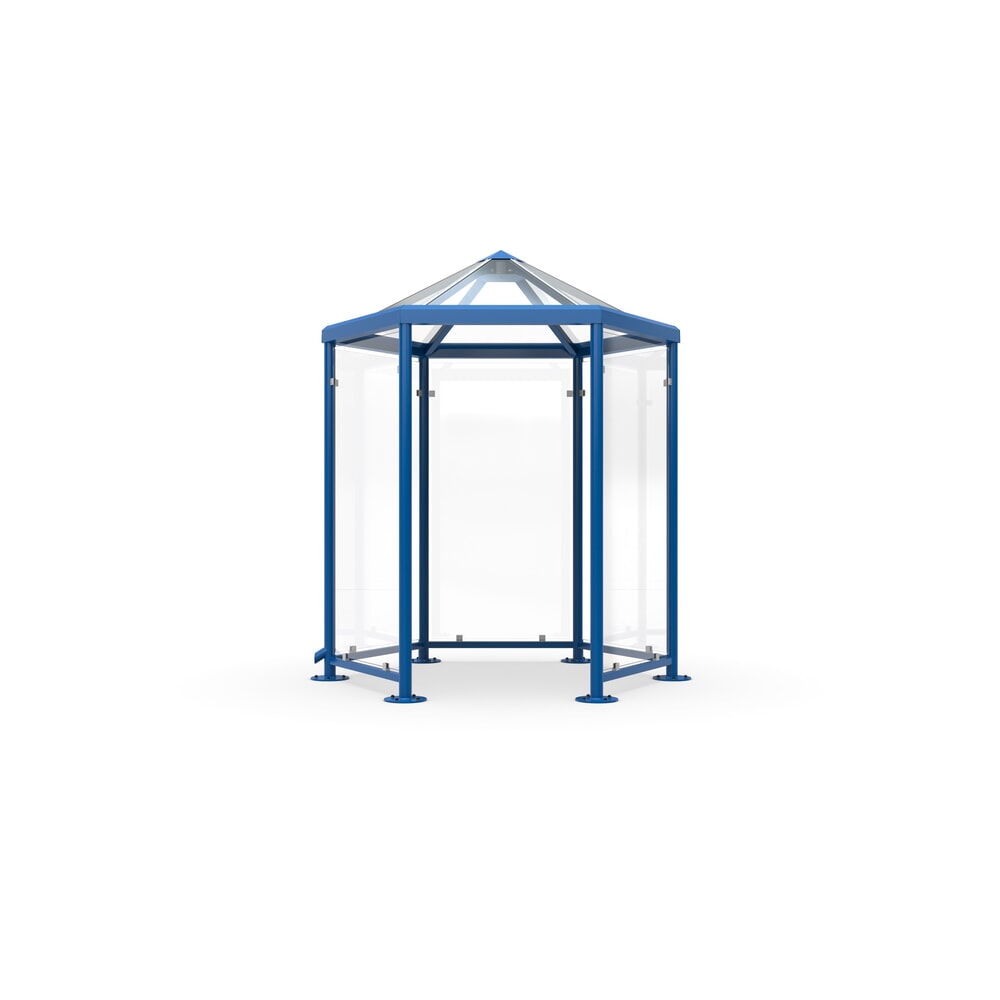 Raucherpavillon mit Spitzdach, ohne Seitenwände, 6-eckig, enzianblau
