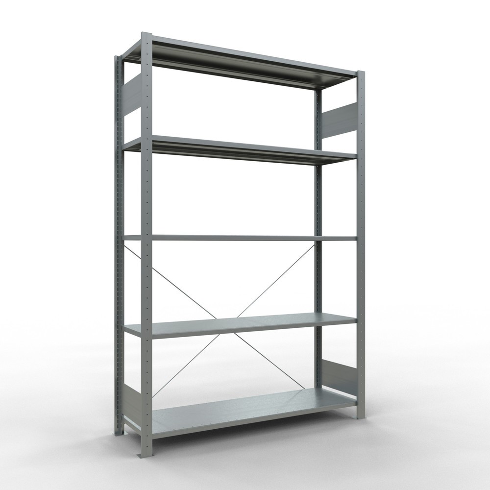 SCHULTE Fachbodenregal verzinkt mit 5 Stahlblechböden, Fachlast 150 kg, HxBxT 2.000 x 1.360 x 436 mm