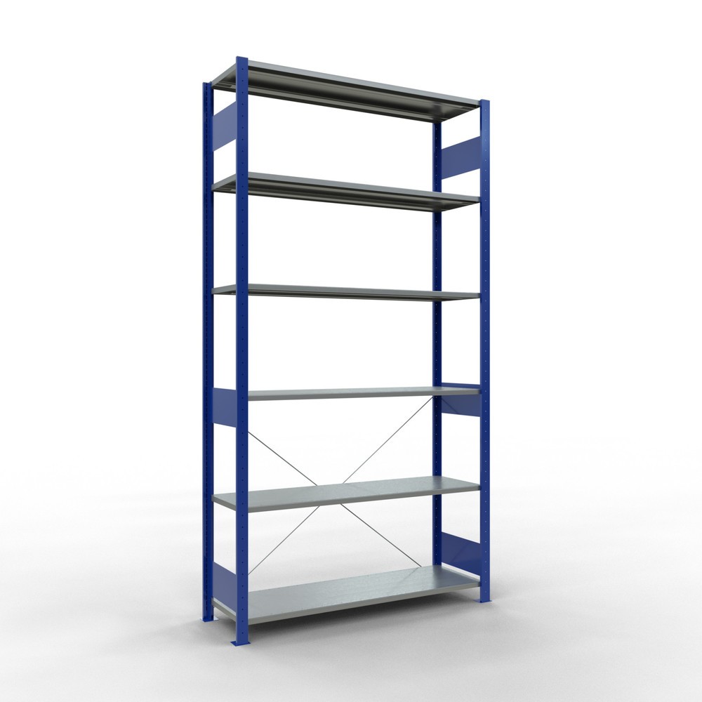 SCHULTE Fachbodenregal enzianblau/verzinkt, Fachlast 150 kg, HxBxT 2.500 x 1.360 x 436 mm