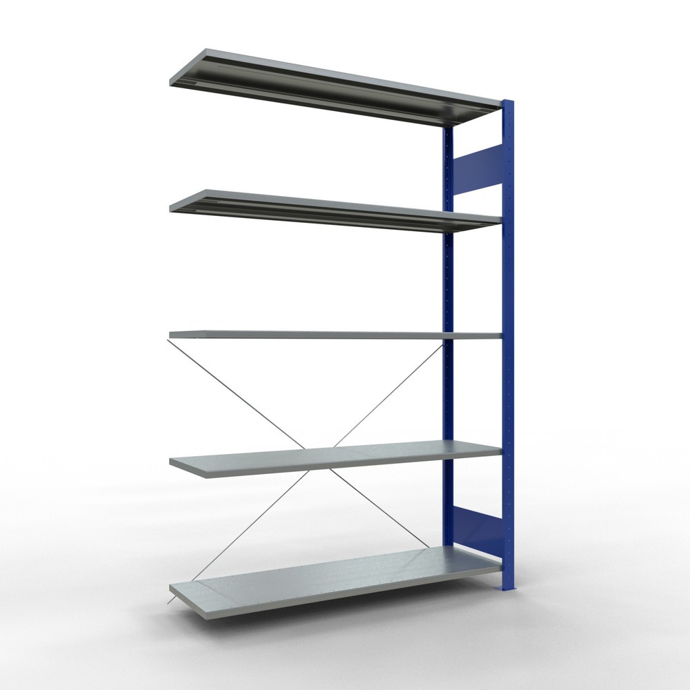 SCHULTE Fachbodenregal Stecksystem, AF, FL 150 kg, enzianblau/verzinkt, HxBxT 2.000 x 1.300 x 400 mm