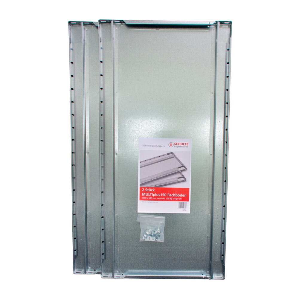 Fachboden MULTIplus für SCHULTE Green Fachbodenregal Steckmontage, Fachlast 150 kg, 2er Pack, BxT 1.000 x 500 mm, inkl. 8 Fachbodenträger