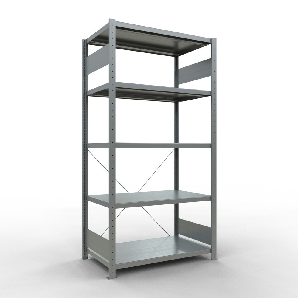 SCHULTE Fachbodenregal verzinkt mit 5 Stahlblechböden, Fachlast 330 kg, HxBxT 2.000 x 1.060 x 636 mm