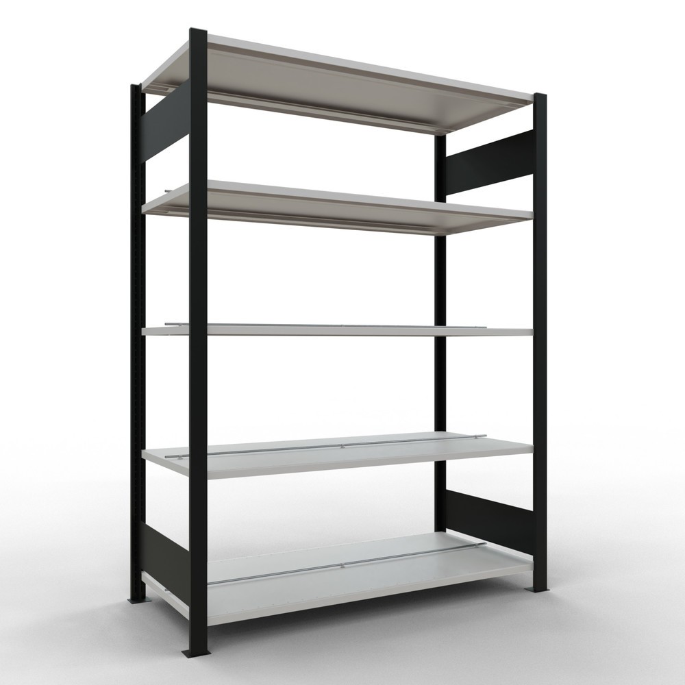 SCHULTE Aktenregal GF, doppelseitig, mit Mittelanschlägen, FL 150 kg, , schwarz, HxBxT 1.800 x 1.300 x 600 mm
