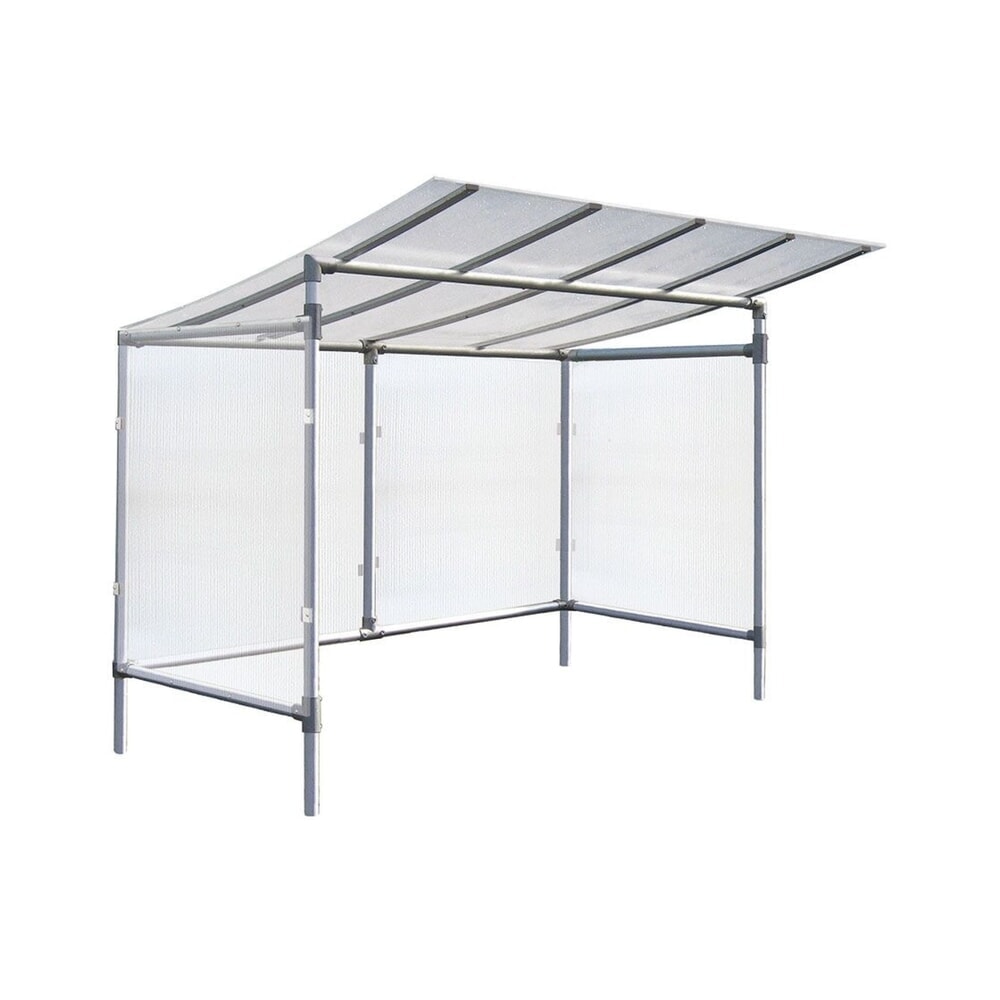 PROCITY® Alu-Überdachung All-In-One, 5 Plätze, mit Rückwand und Seitenverkleidungen, silber eloxiert
