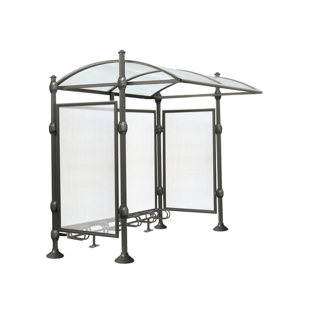 PROCITY® Überdachung Province Agora, All-In-One, Fahrradständer 6 Plätze, mit Rückwand und Seitenverkleidungen, anthrazit
