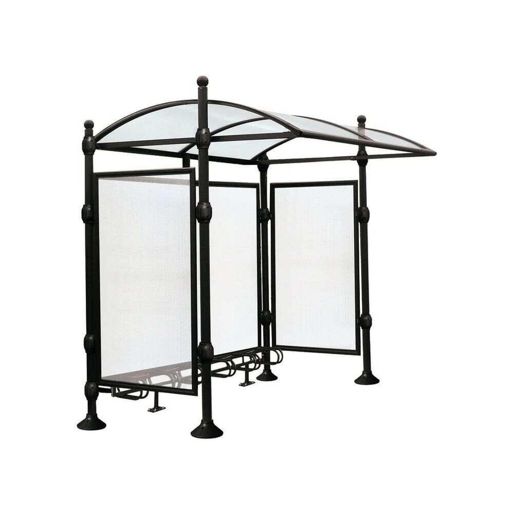 PROCITY® Überdachung Province Kugel, All-In-One, Fahrradständer 6 Plätze, mit Rückwand und Seitenverkleidungen, schwarz