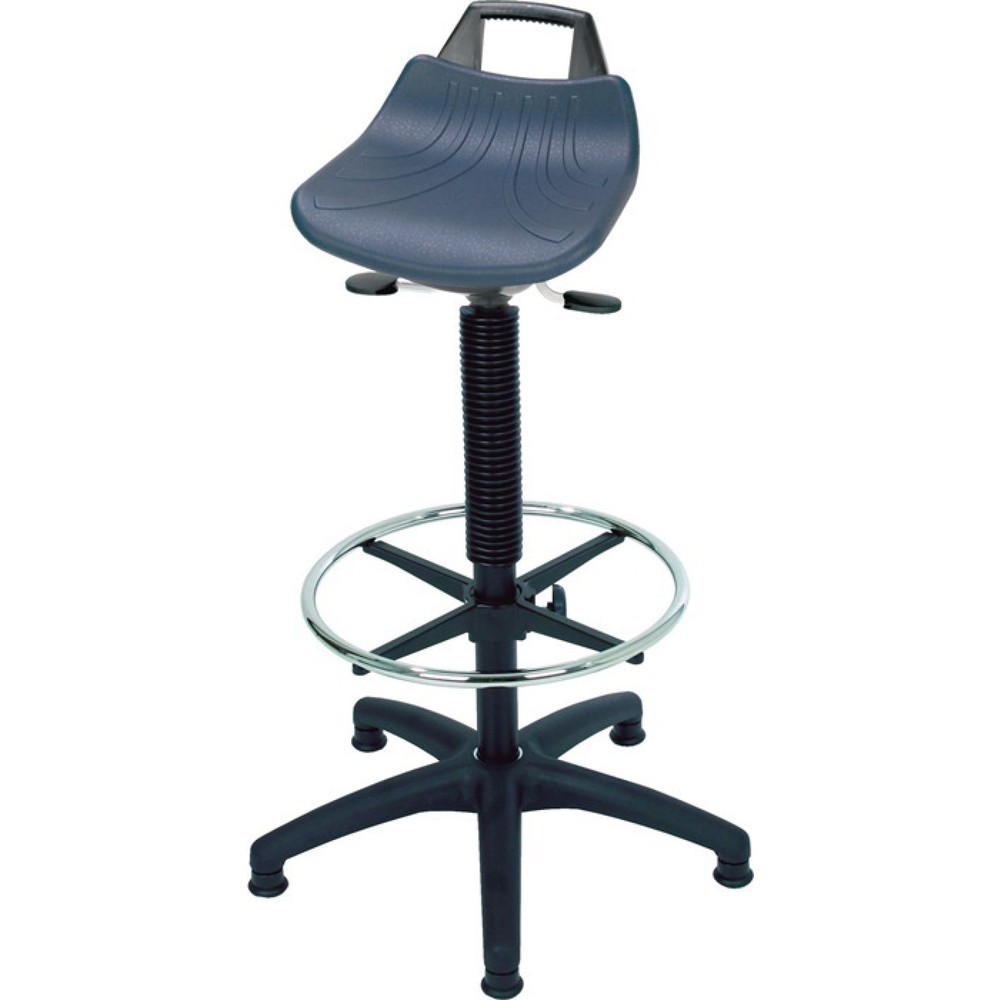 HEMMDAL Hocker Premium, PU-Sitz, Sitzhöhe 610-870 mm, Bodengleiter, Fussring
