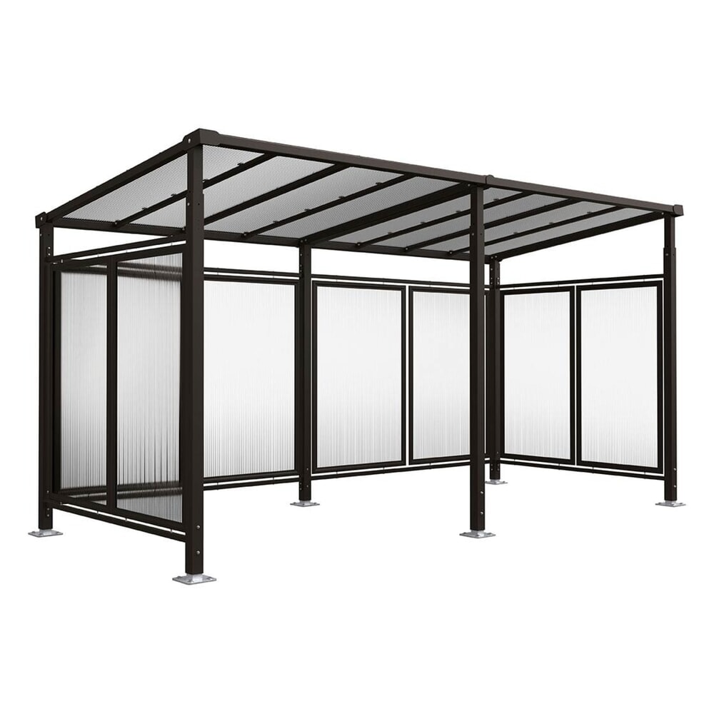 PROCITY® Fahrradüberdachung Milano, All-In-One, Grundmodell und Erweiterung, Rückwand und Seitenverkleidungen, schwarz