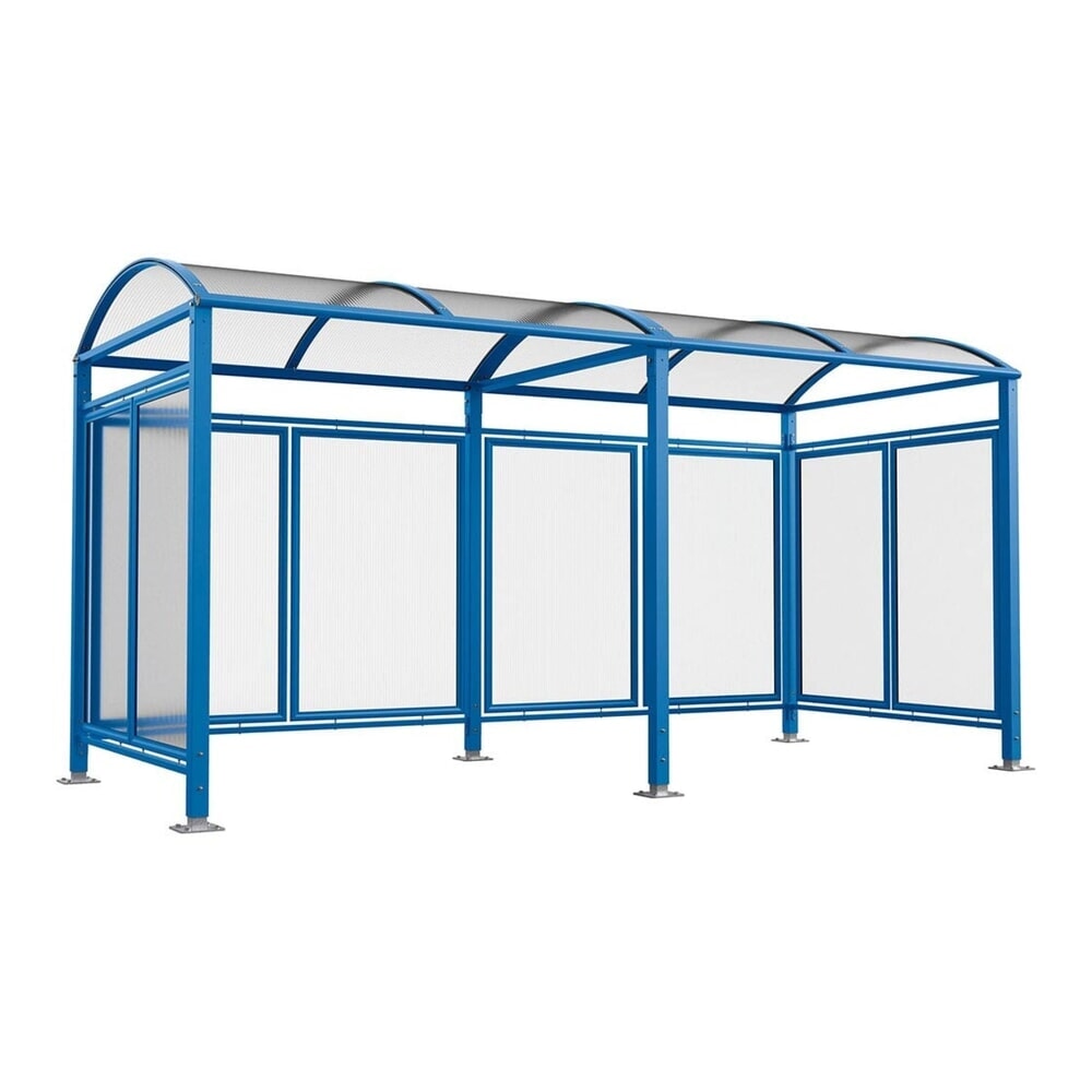 PROCITY® Fahrradüberdachung All-In-One, M, Grundmodell und Erweiterung, mit Rückwand und Seitenverkleidungen, blau