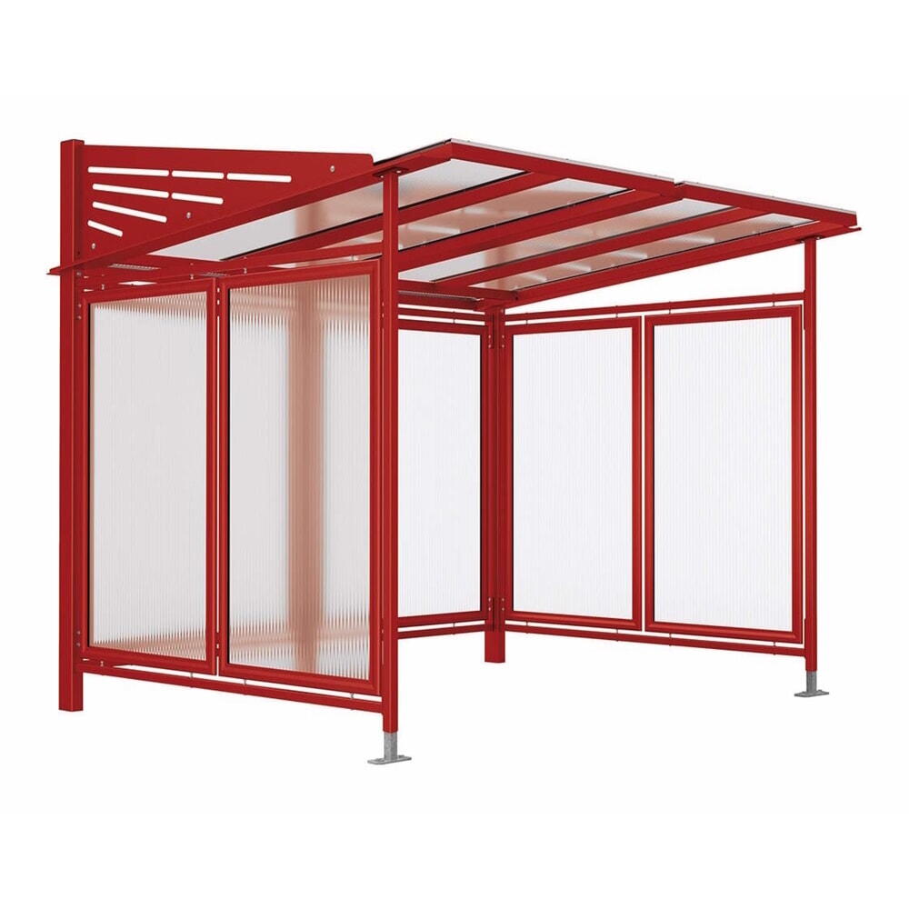 PROCITY® Fahrradüberdachung Convi® All-In-One, Grundmodell, mit Rückwand und Seitenverkleidungen, purpurrot