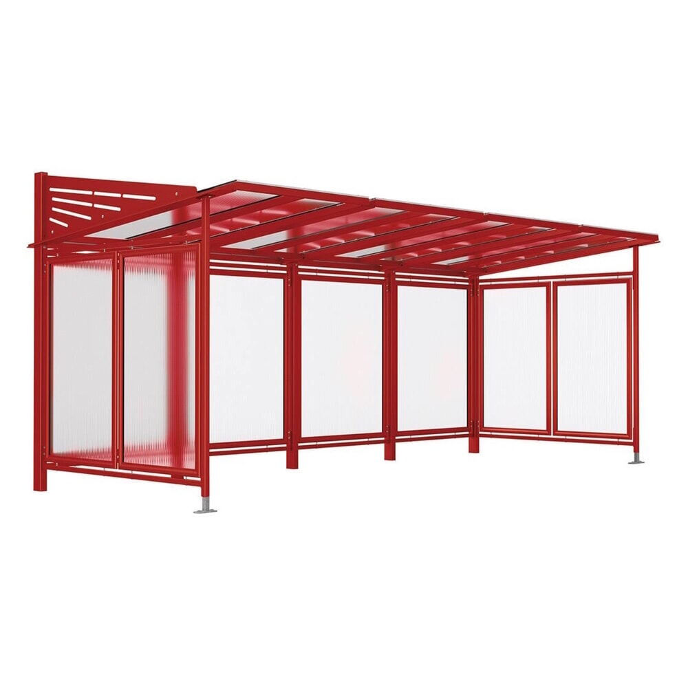 PROCITY® Fahrradüberdachung Convi® All-In-One, Grundmodell und Erweiterung, mit Rückwand und Seitenverkleidungen, purpurrot