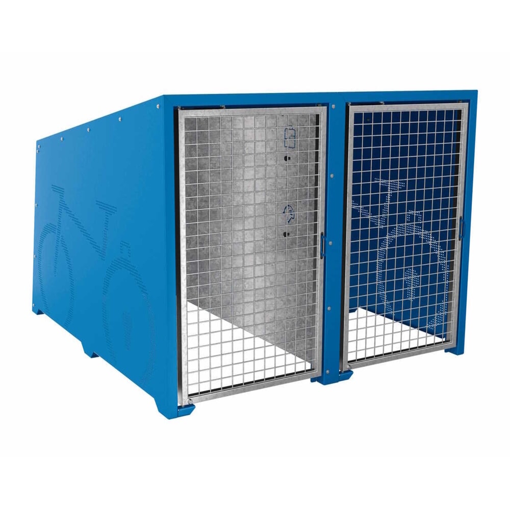 PROCITY® Fahrradbox Berlin, Grundmodul 2 Plätze, Türen feuerverzinkt, blau