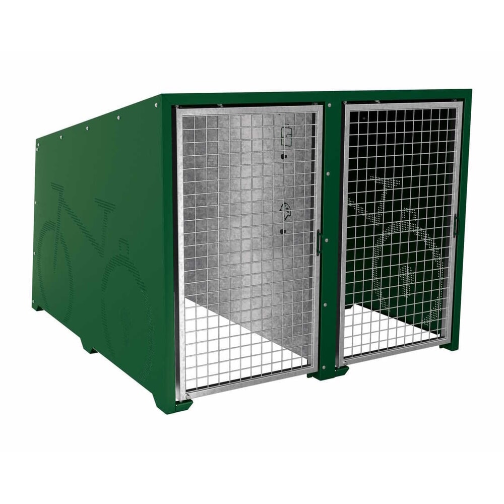 PROCITY® Fahrradbox Berlin, Grundmodul 2 Plätze, Türen feuerverzinkt, moosgrün