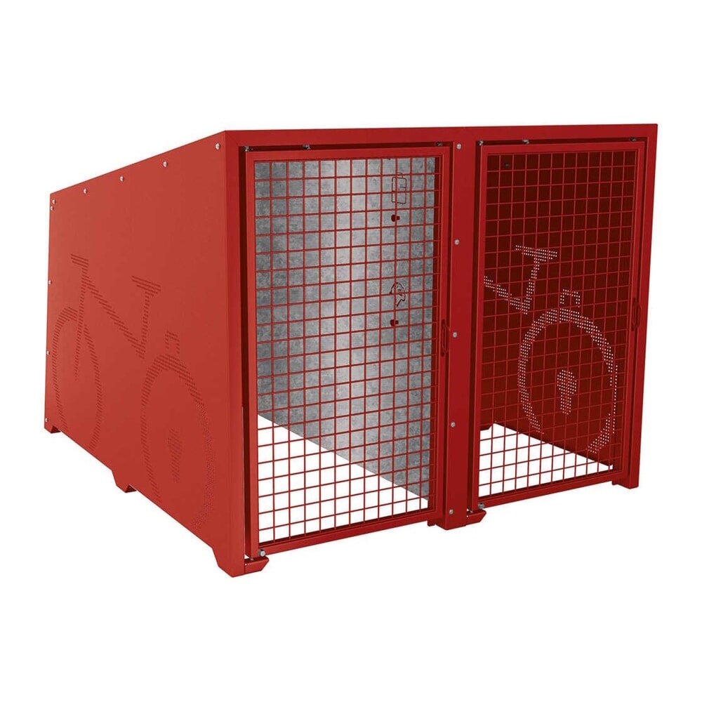 PROCITY® Fahrradbox Berlin, Grundmodul 2 Plätze, Türen beschichtet, purpurrot
