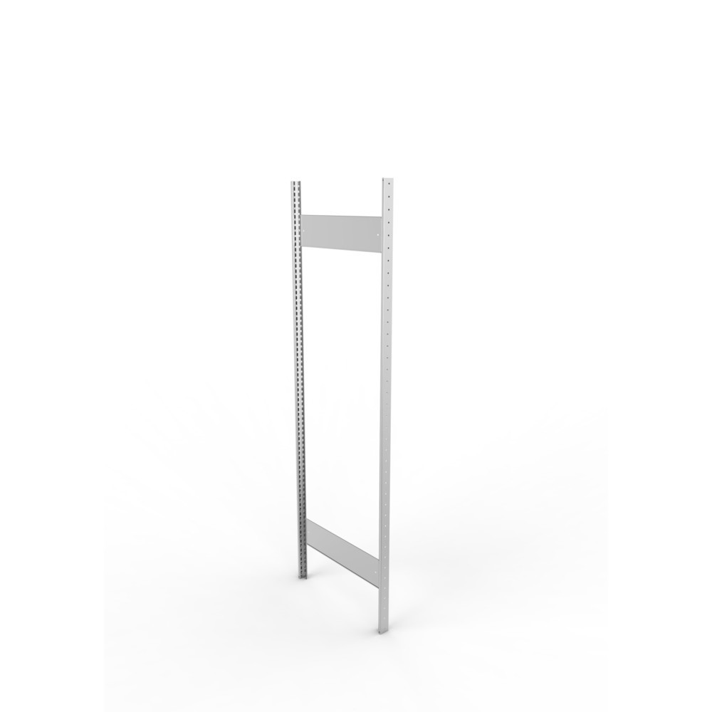 Ständerrahmen für META Fachbodenregal, geclincht, 1 Zwischenraum, HxB 2.000 x 500 mm, verzinkt