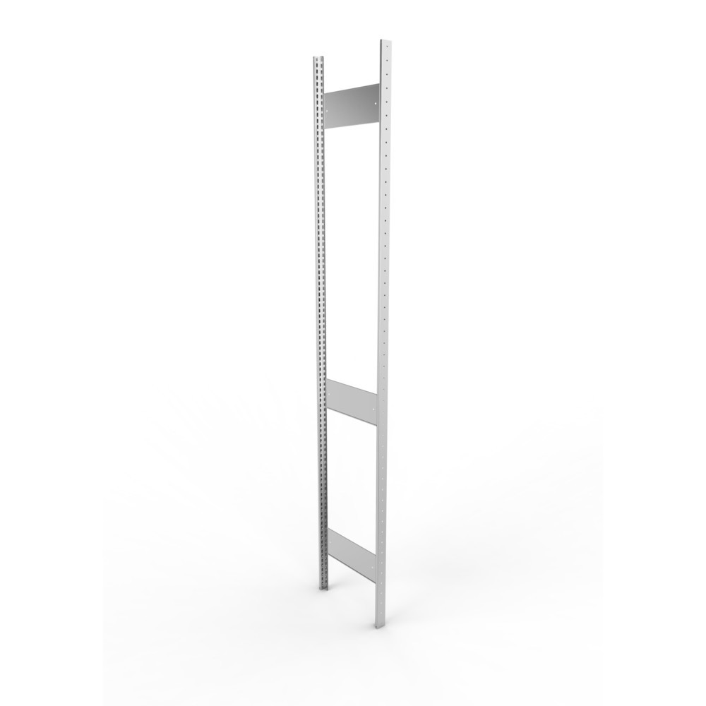 Ständerrahmen für META Fachbodenregal, geclincht, 2 Zwischenräume, HxB 2.500 x 400 mm, verzinkt
