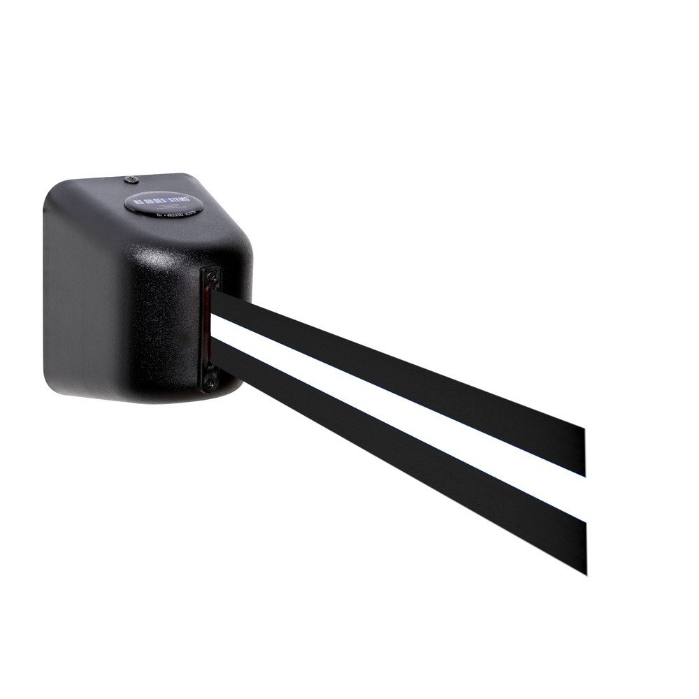 RS-GUIDESYSTEMS® Wandgurt mit Kunststoffgehäuse, Auszugslänge 5 m, schwarz / weiss horizontal gestreift