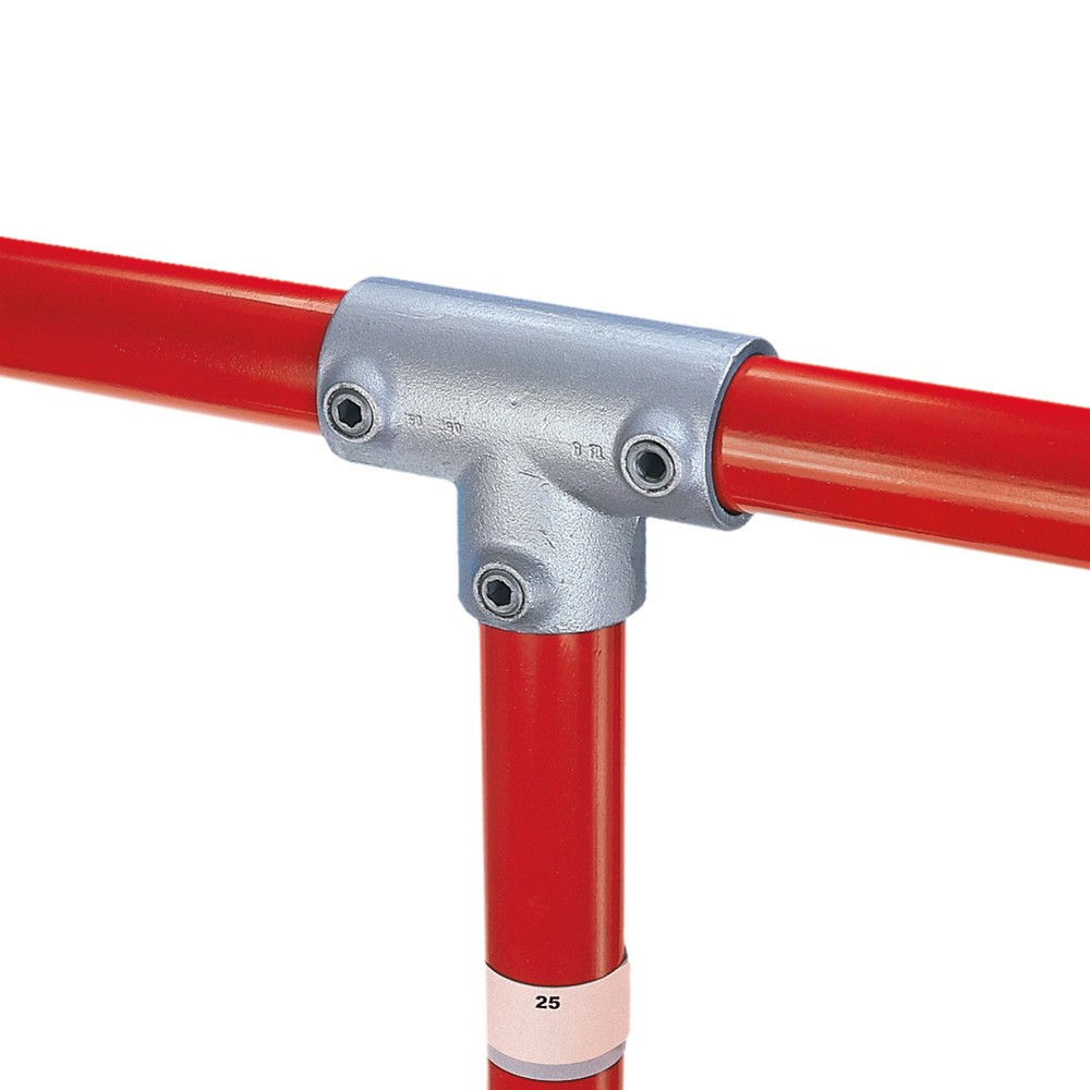 90°-T-Verbinder, 3 Abgänge, Außen-Ø Rohr 33,7 mm
