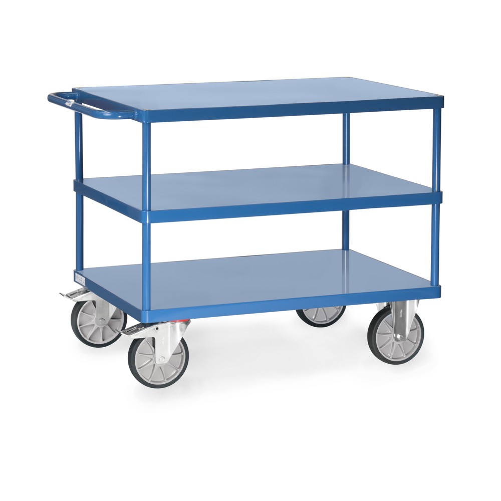 fetra® Tisch- und Montagewagen mit 3 Stahlblechböden à 850 x 500 mm