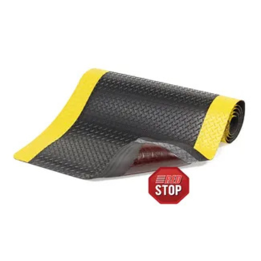 NoTrax Bodenmatte 2-lagig, PVC, BxL 910 x 3.000 mm, schwarz/gelb
