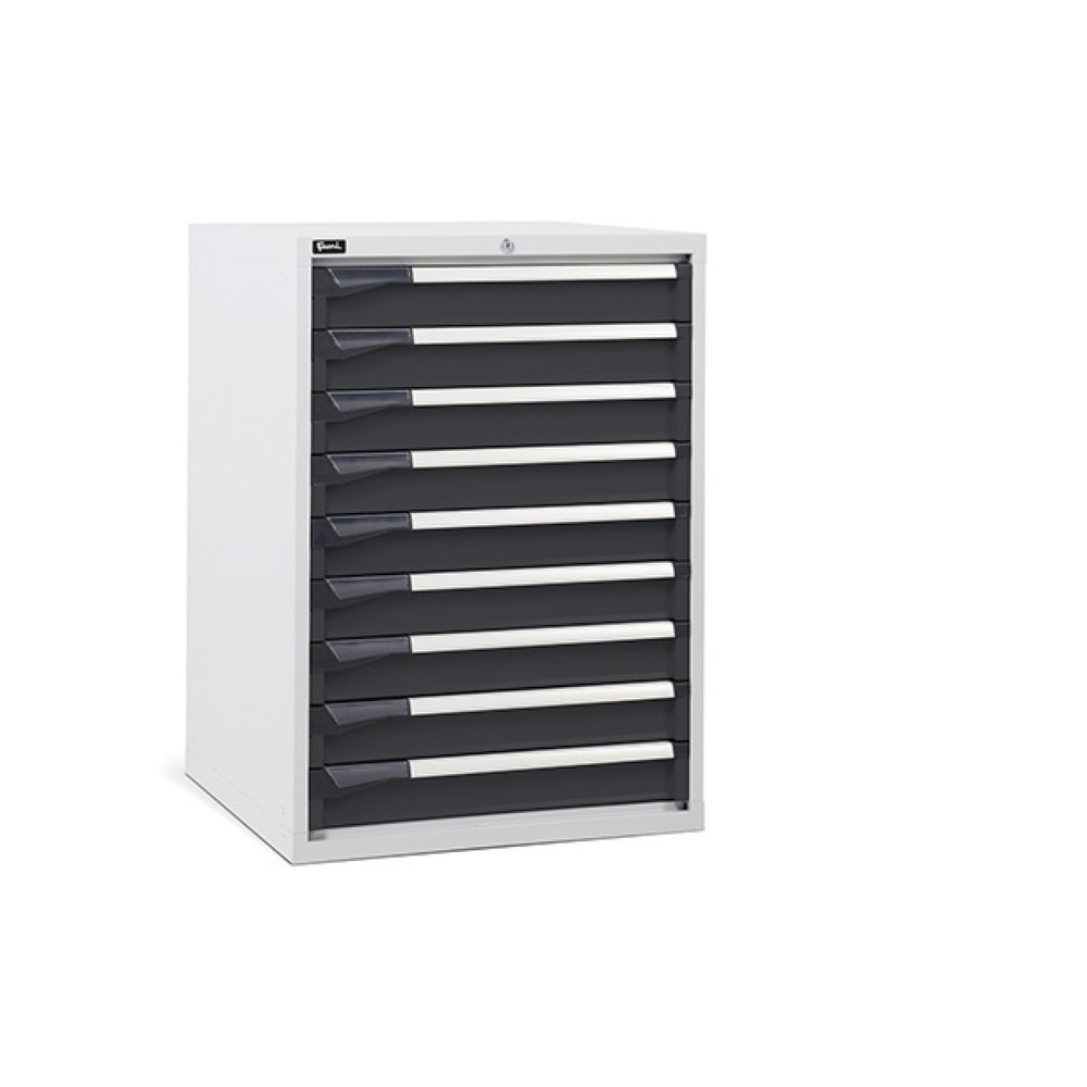 Fami MASTER Schubladenschrank, 9 Schubladen, HxBxT 1.000 x 714 x 726 mm, lichtgrau, anthrazit