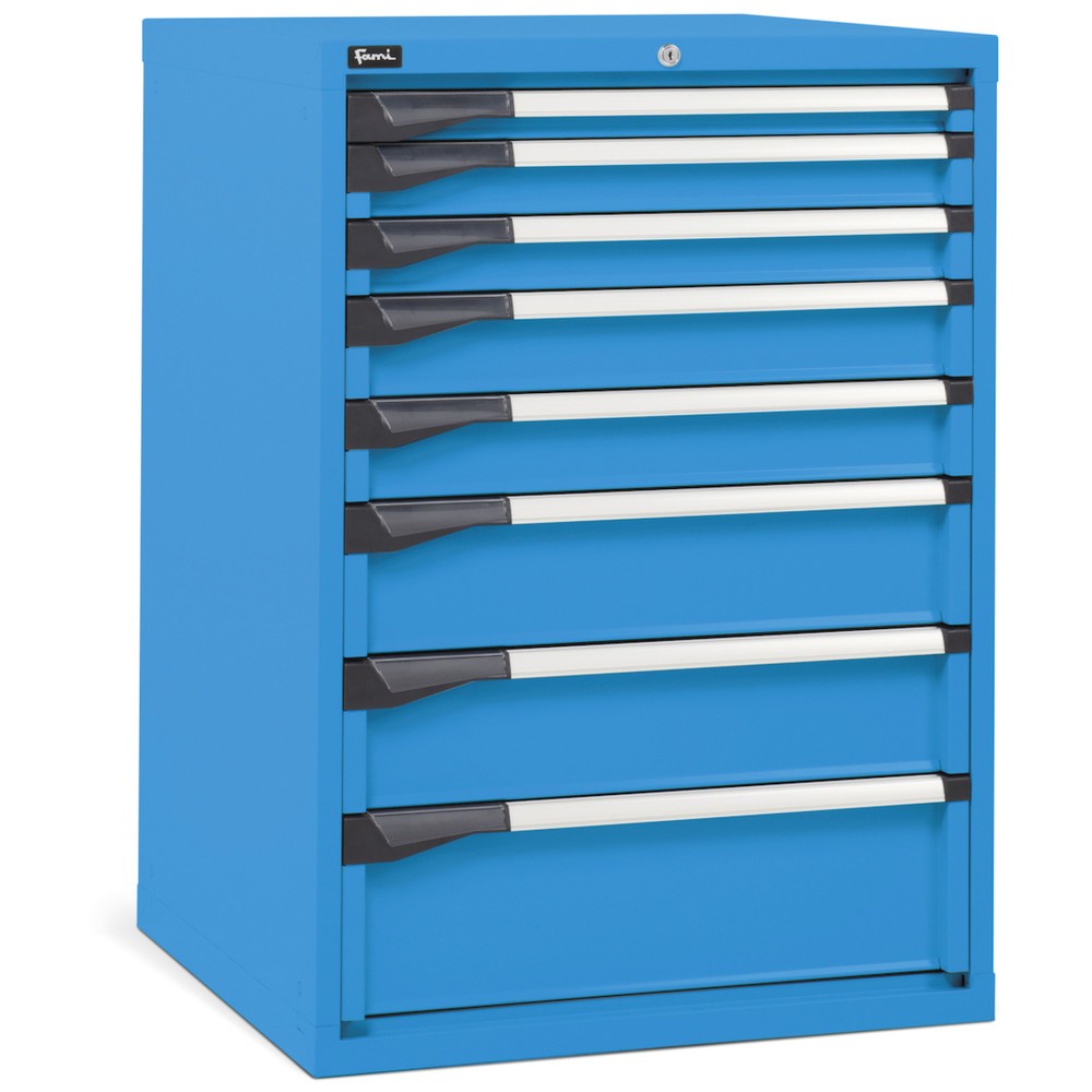 Fami MASTER Schubladenschrank, 8 Schubladen, HxBxT 1.000 x 714 x 726 mm, lichtblau