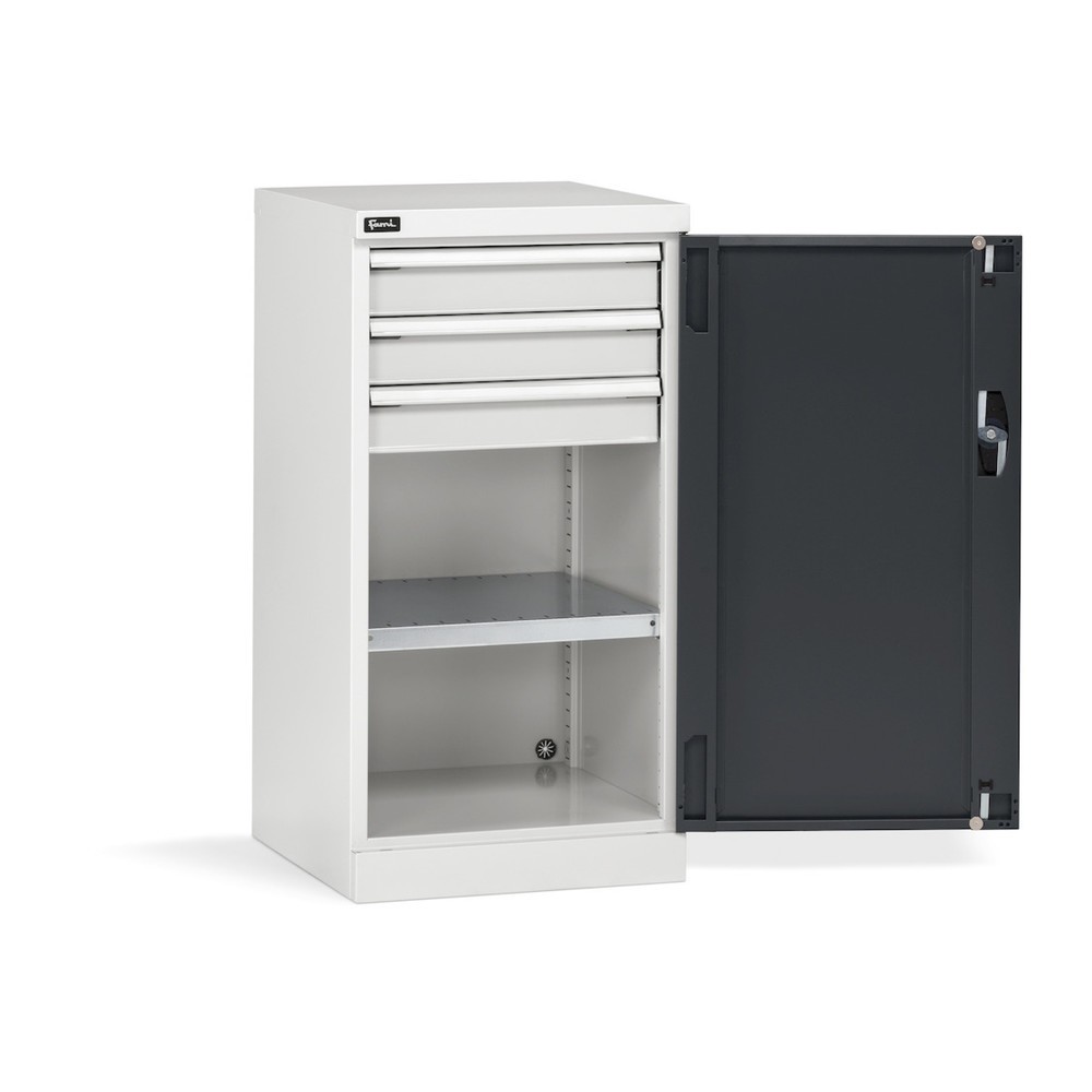 Fami PERFOM Flügeltürschrank, 3 Schubladen, HxBxT 1.000 x 512 x 555 mm, lichtgrau, anthrazit