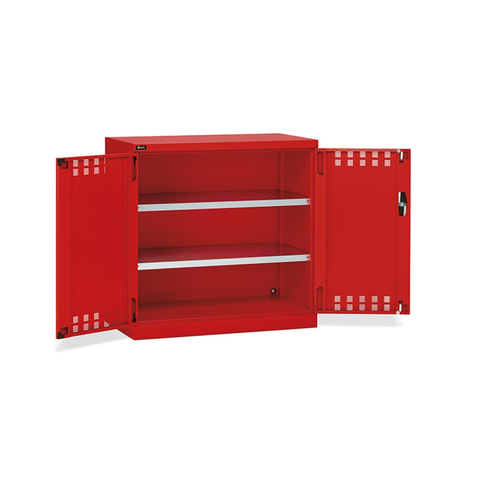 Fami PERFOM Beistellschrank, 2 Fachböden, perforierte Flügeltüren, HxBxT 1.000 x 1.023 x 555 mm, verkehrsrot