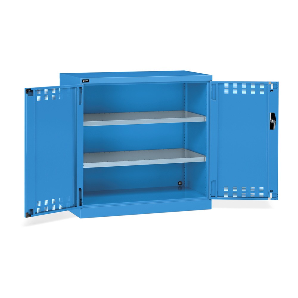 Fami PERFOM Beistellschrank, 2 Fachböden, perforierte Flügeltüren, HxBxT 1.000 x 1.023 x 555 mm, lichtblau