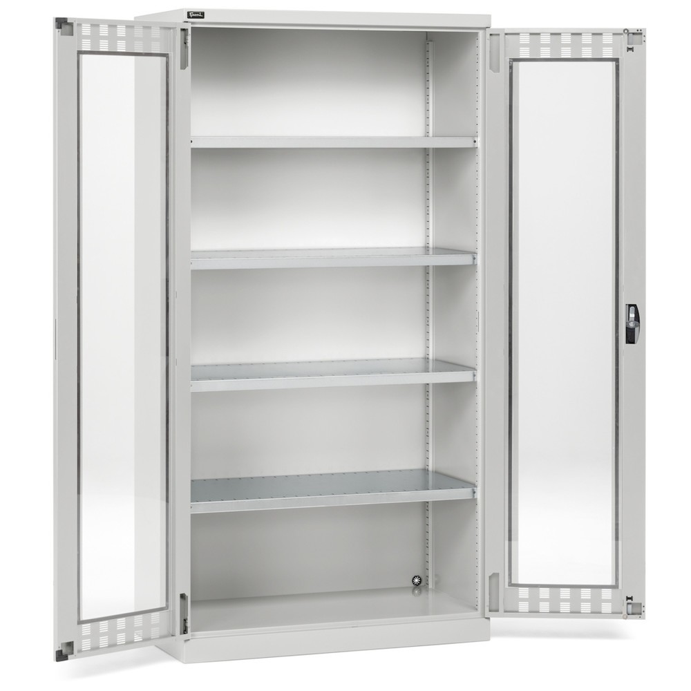 Fami PERFOM Flügeltürschrank mit 4 Fachböden und Sichtfenstern, HxBxT 2.000 x 1.023 x 555 mm, lichtgrau