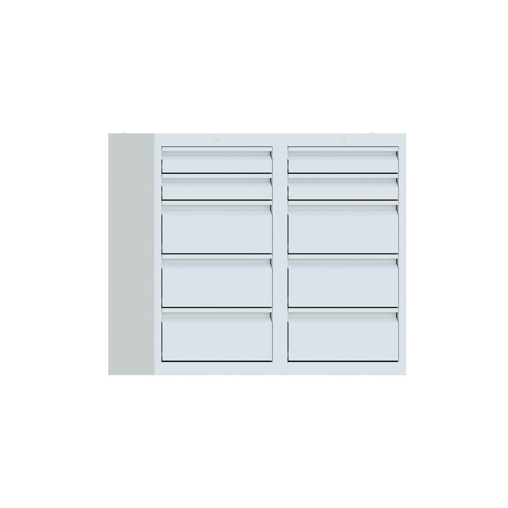 PAVOY Leichter Schubladenschrank, Rollenführung, Schubladen 4x100 + 6x200 mm, Breite 1.000 mm, lichtgrau, lichtgrau