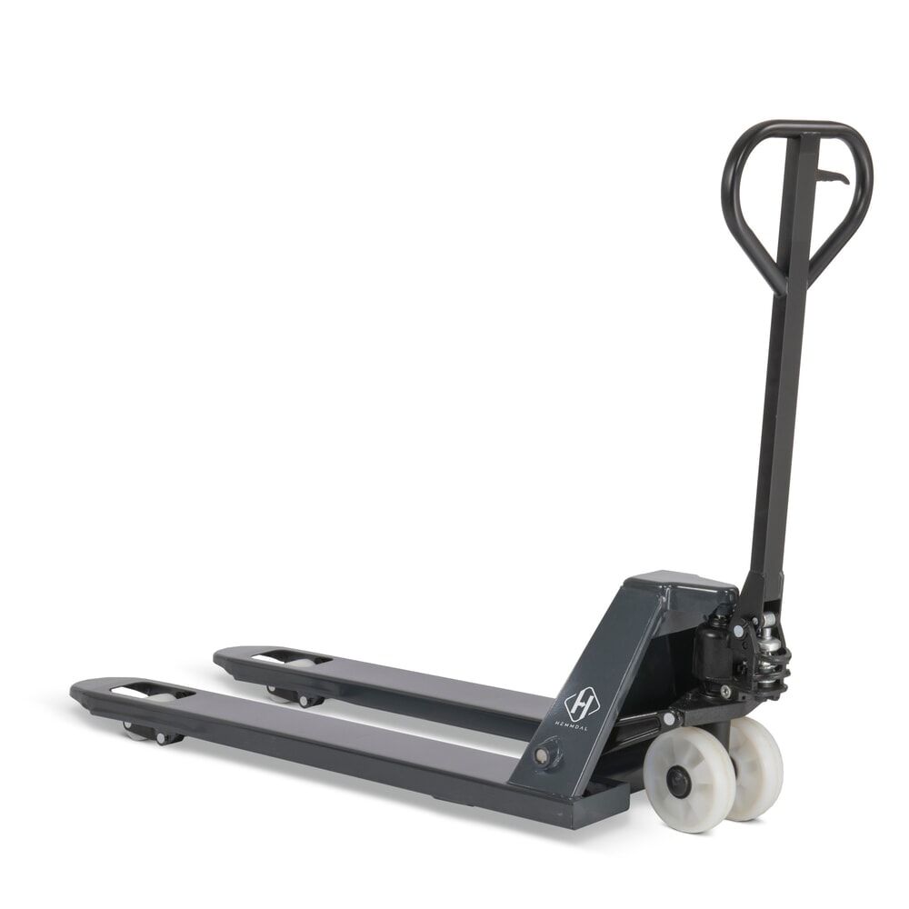 Hubwagen HEMMDAL PTM 2.0, Tragfähigkeit 2000 kg, Gabellänge 1150 mm, Nylon-Lenkräder, Nylon-Gabelrollen, Einfachbereifung