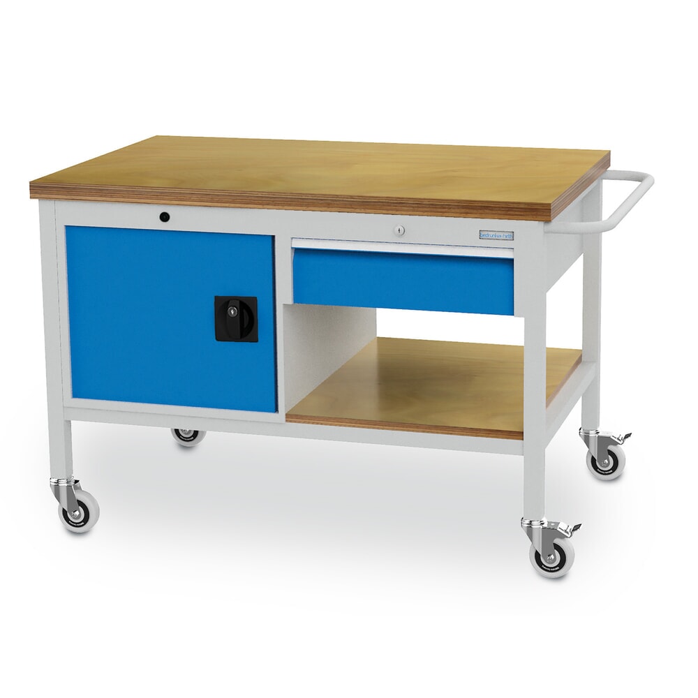 Bedrunka+Hirth Mobile Werkbank, Schrank, 1 Schublade, lichtblau