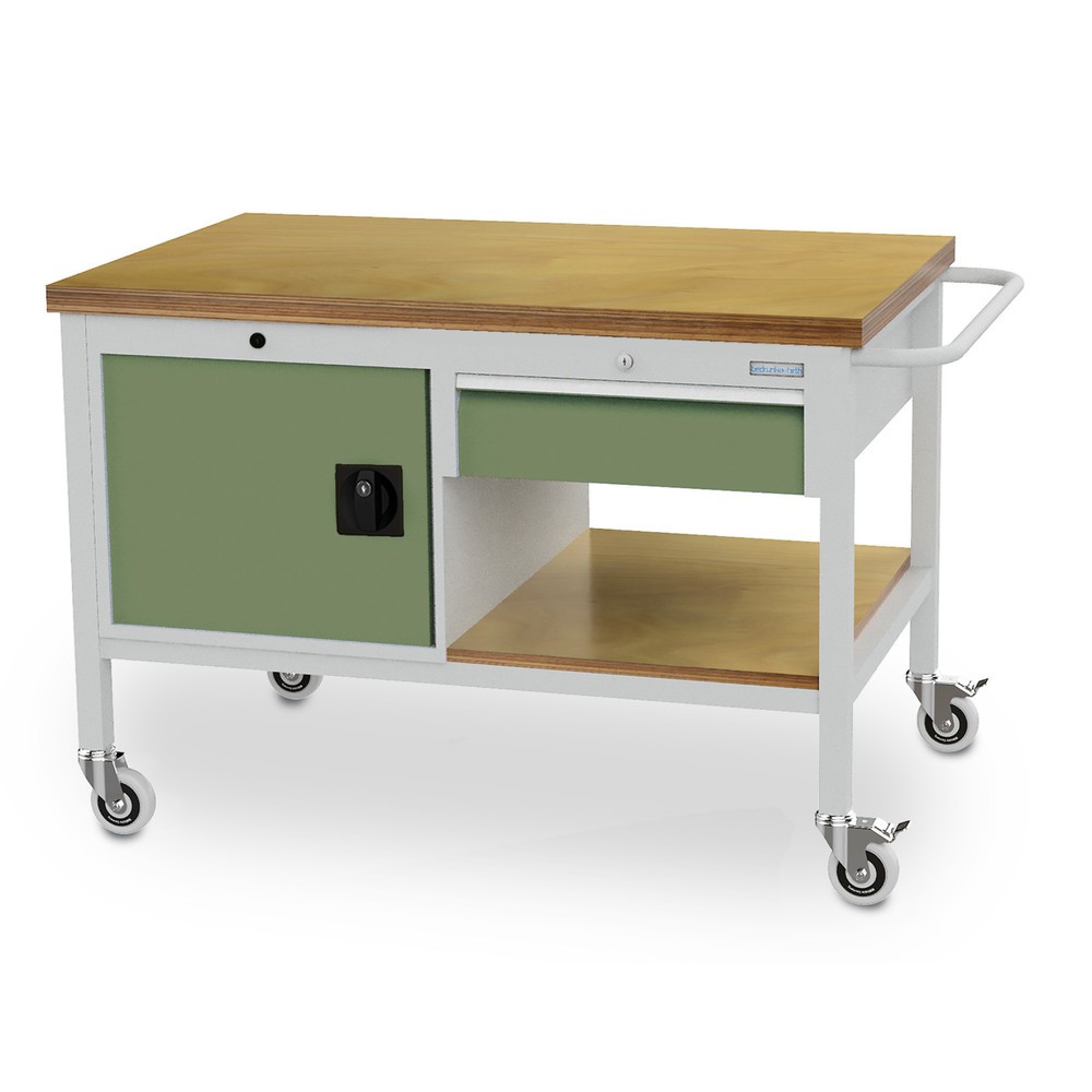 Bedrunka+Hirth Mobile Werkbank, Schrank, 1 Schublade, resedagrün