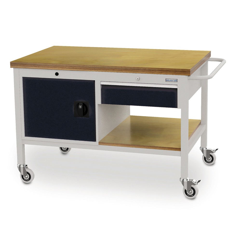 Bedrunka+Hirth Mobile Werkbank, Schrank, 1 Schublade, tiefschwarz