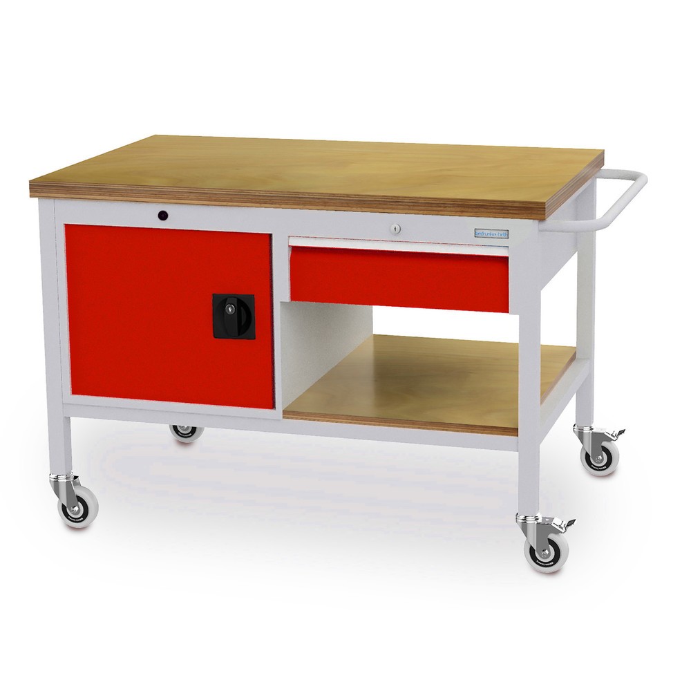 Bedrunka+Hirth Mobile Werkbank, Schrank, 1 Schublade, verkehrsrot