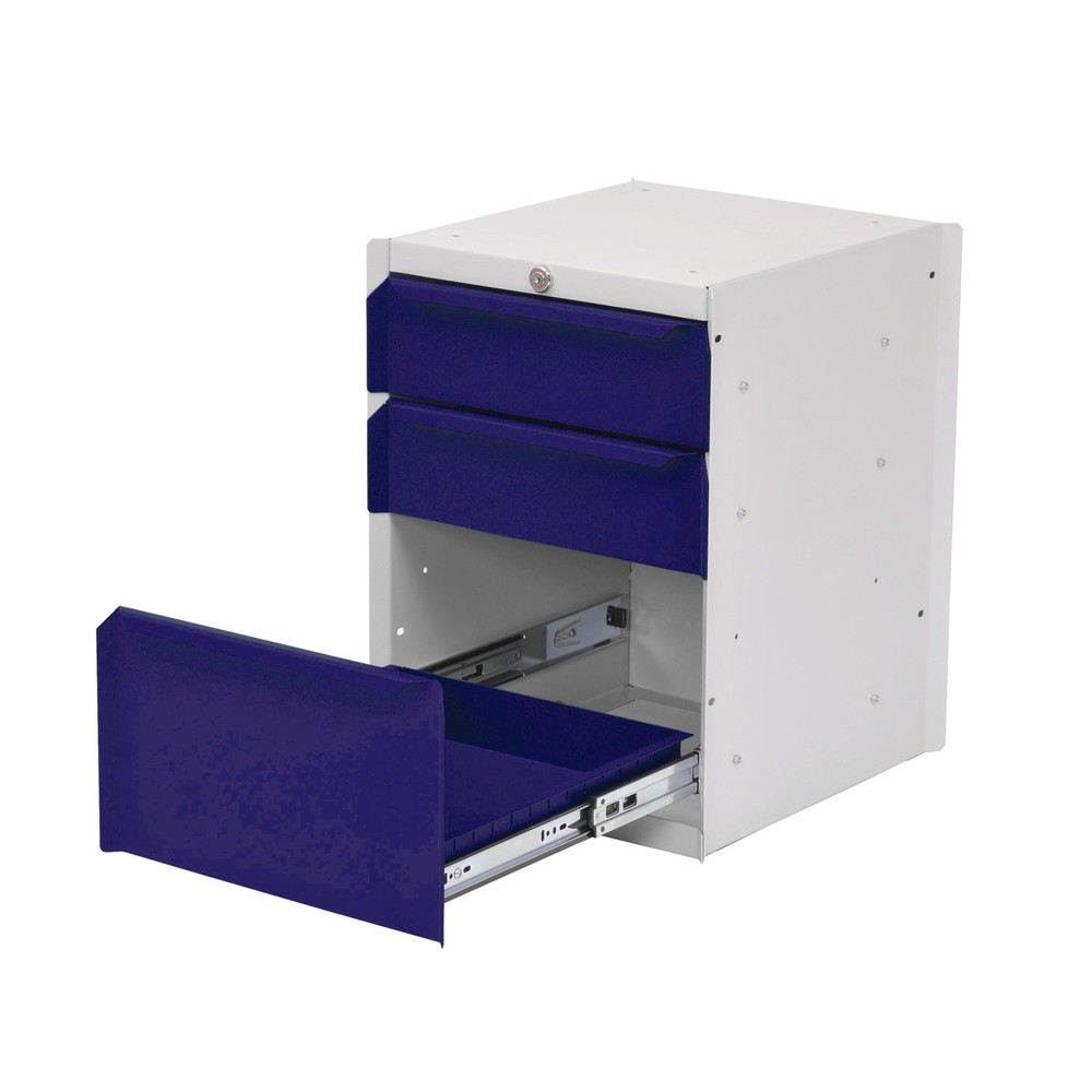 Bedrunka+Hirth Unterbauschrank mit 3 Schubladen für Arbeitsplatzsystem Tisch, HxBxT 500 x 370 x 400 mm, kobaltblau