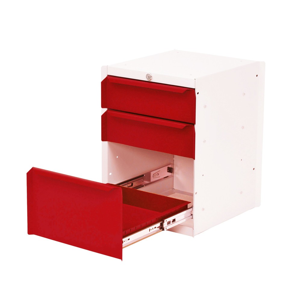 Bedrunka+Hirth Unterbauschrank mit 3 Schubladen für Arbeitsplatzsystem Tisch, HxBxT 500 x 370 x 400 mm, verkehrsrot