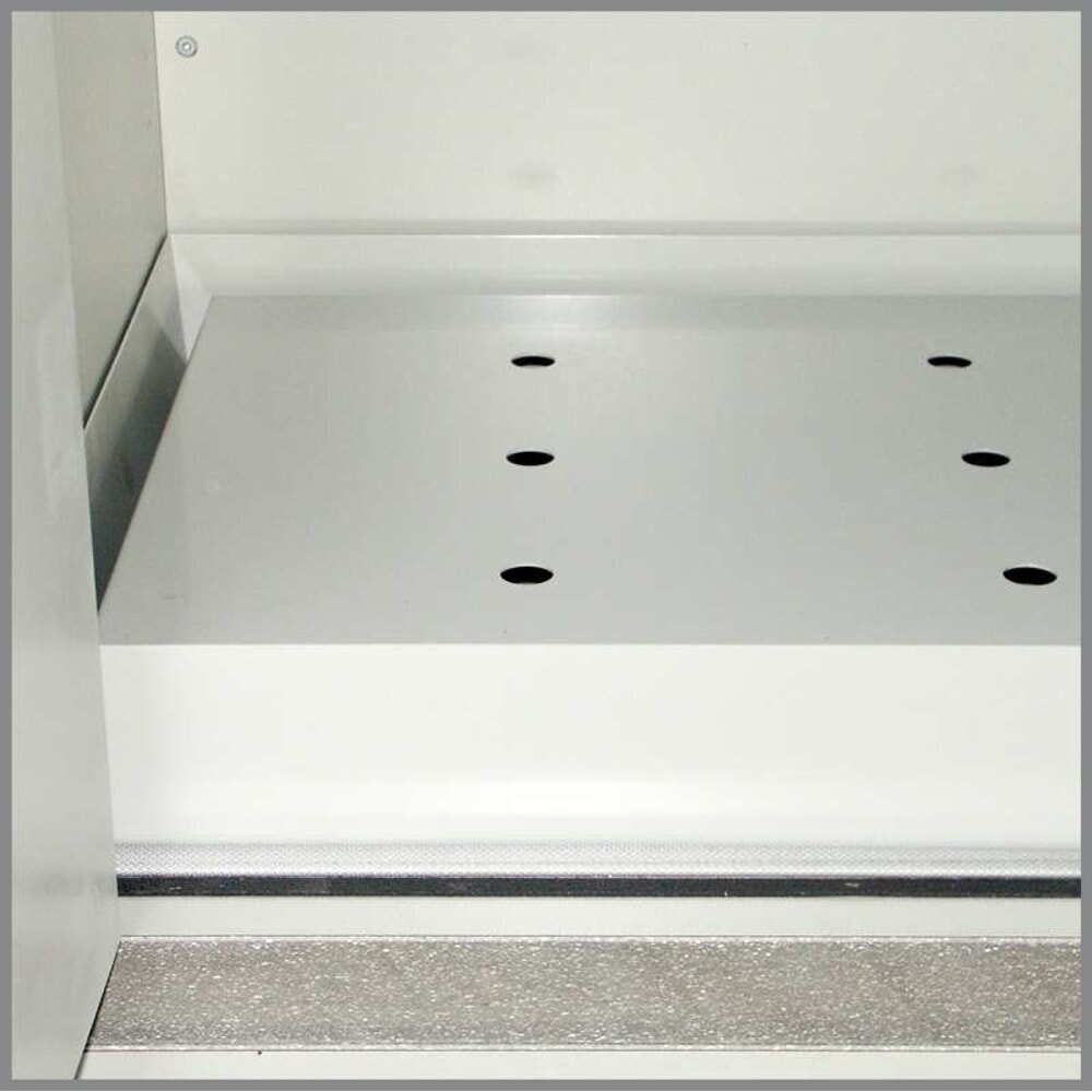 Bodenwanne mit Lochblecheinsatz für PRIORIT Sicherheitsschrank Typ 90, Stahlblech, BxT 513 x 472 mm