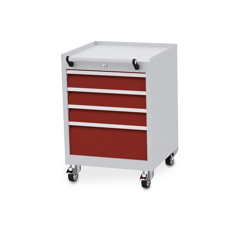 Bedrunka+Hirth Rollcontainer mit Schubladentragkraft 50 kg und Vollauszug, HxBxT 805 x 530 x 500 mm, rubinrot
