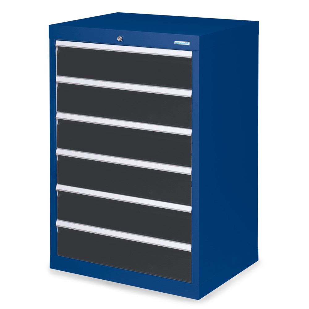 Bedrunka+Hirth Schubladenschrank Profi, Schubladen 6x150 mm, HxBxT 1.019 x 680 x 500 mm, enzianblau/anthrazitgrau