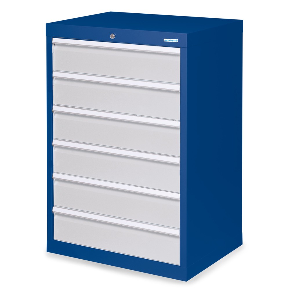 Bedrunka+Hirth Schubladenschrank Profi, Schubladen 6x150 mm, HxBxT 1.019 x 680 x 500 mm, enzianblau/lichtgrau