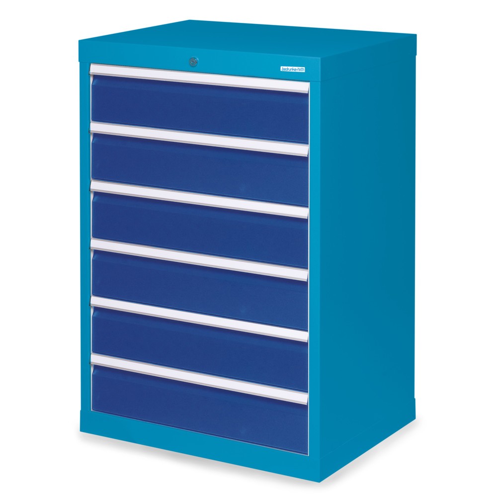 Bedrunka+Hirth Schubladenschrank Profi, Schubladen 6x150 mm, HxBxT 1.019 x 680 x 500 mm, lichtblau/enzianblau