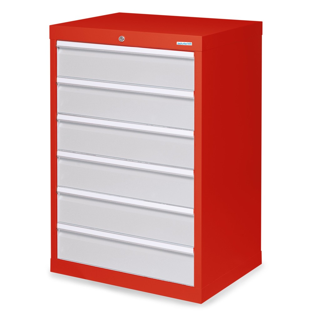 Bedrunka+Hirth Schubladenschrank Profi, Schubladen 6x150 mm, HxBxT 1.019 x 680 x 500 mm, verkehrsrot/lichtgrau