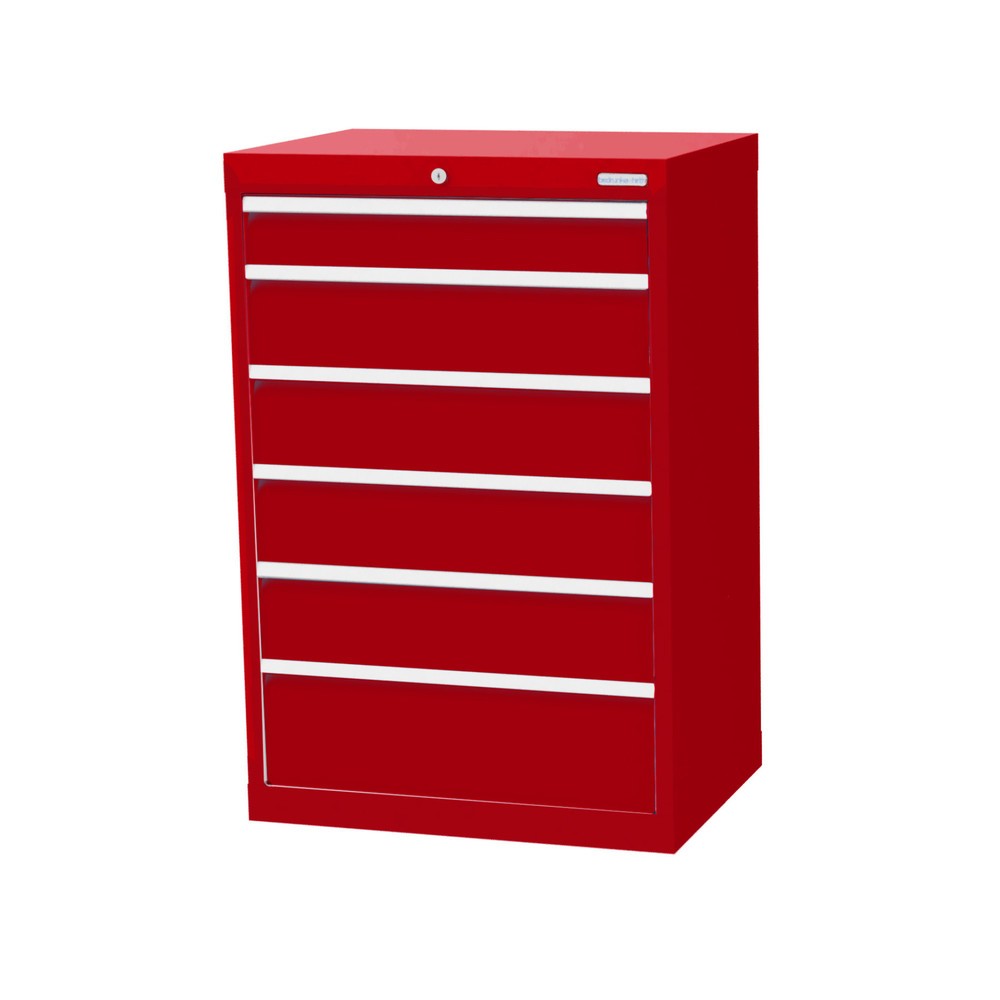 Bedrunka+Hirth Schubladenschrank Profi, Schubladen 1x100 + 4x150 + 1x200 mm, HxBxT 1.019 x 680 x 500 mm, rubinrot/rubinrot