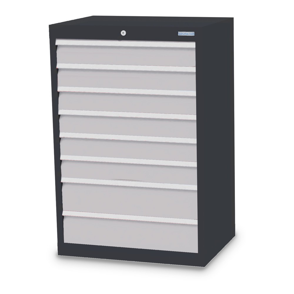 Bedrunka+Hirth Schubladenschrank Profi, Schubladen 6x100 + 2x150 mm, HxBxT 1.019 x 680 x 500 mm, anthrazitgrau/lichtgrau