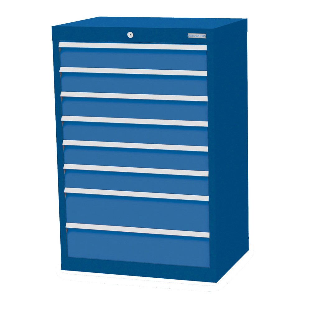 Bedrunka+Hirth Schubladenschrank Profi, Schubladen 6x100 + 2x150 mm, HxBxT 1.019 x 680 x 500 mm, enzianblau/lichtblau